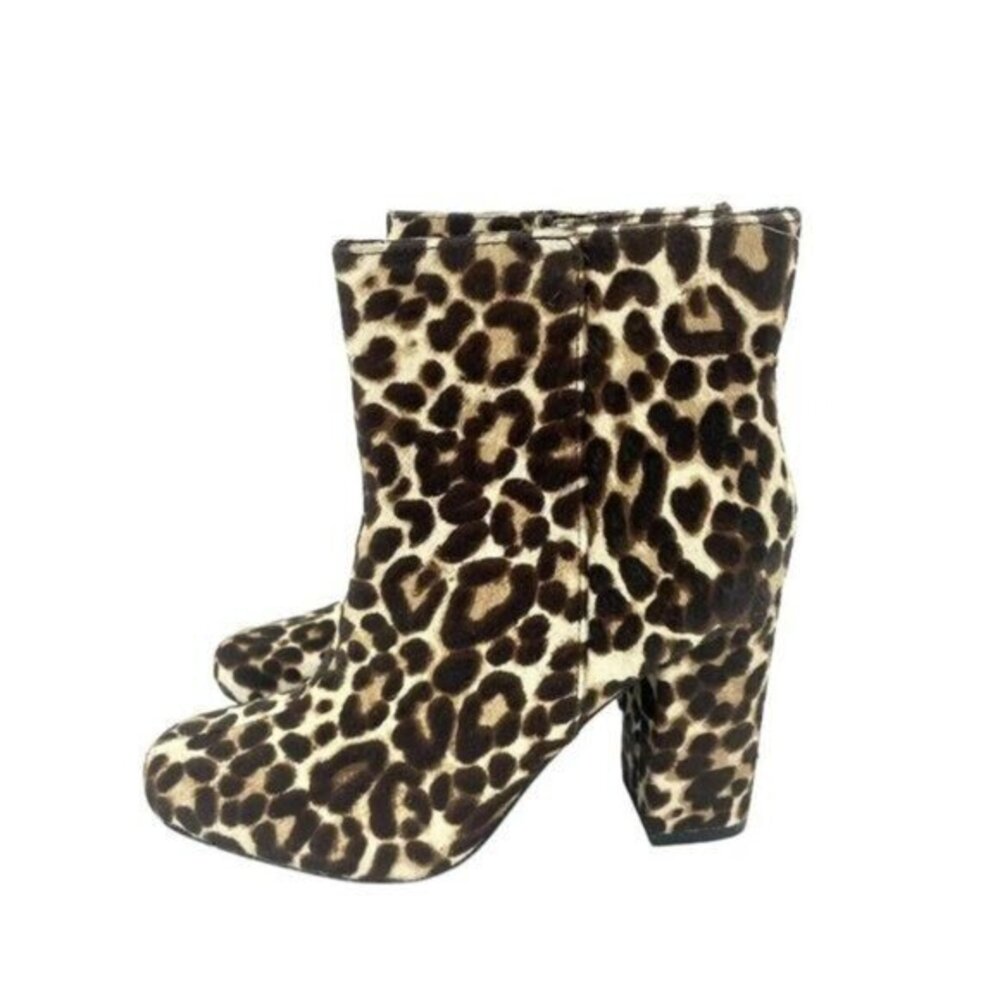 CHARLES DAVID Boots Leopard Calf Hair Leather Ankle Booties SZ 6.5 NEW